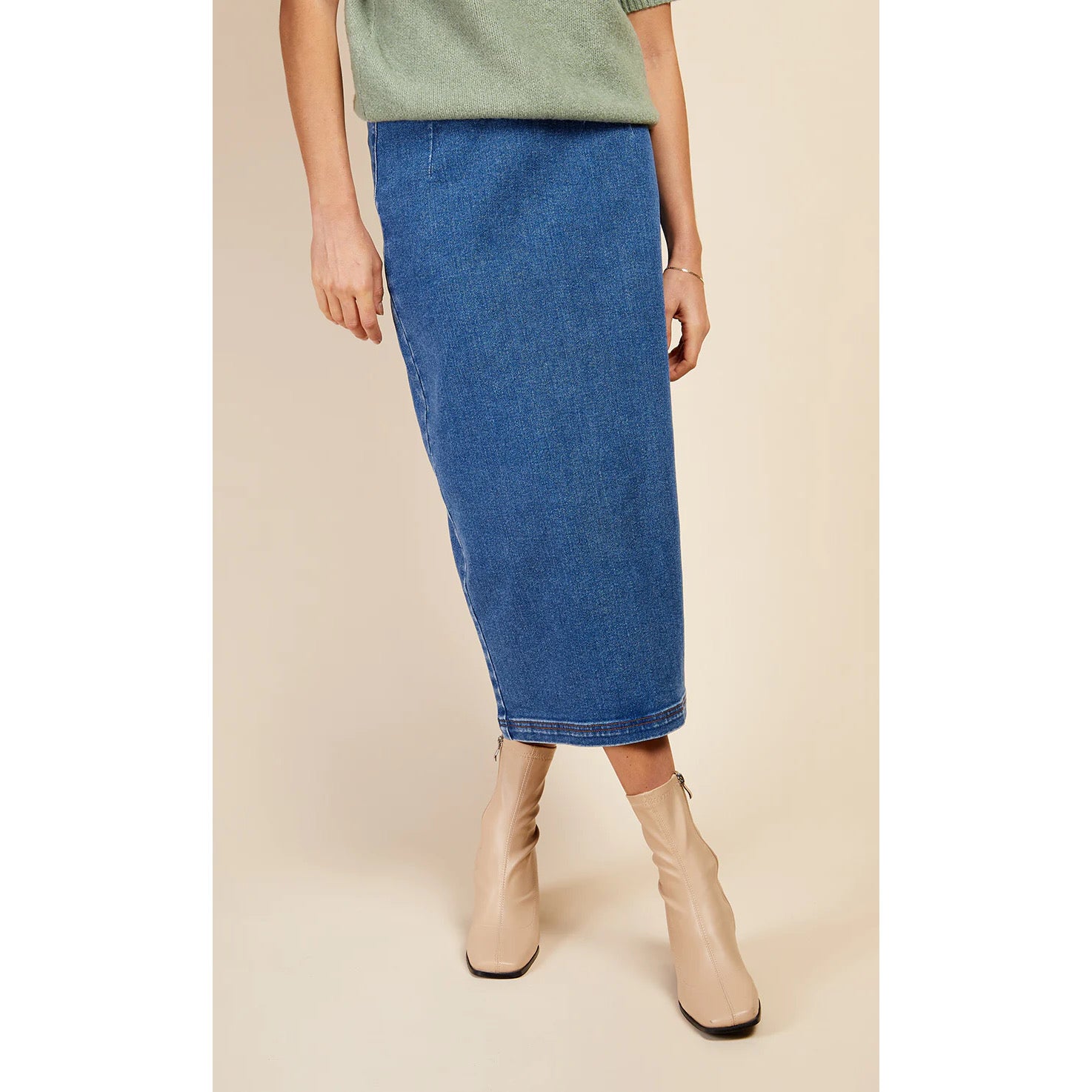 Vogue Williams Midi denim pencil skirt