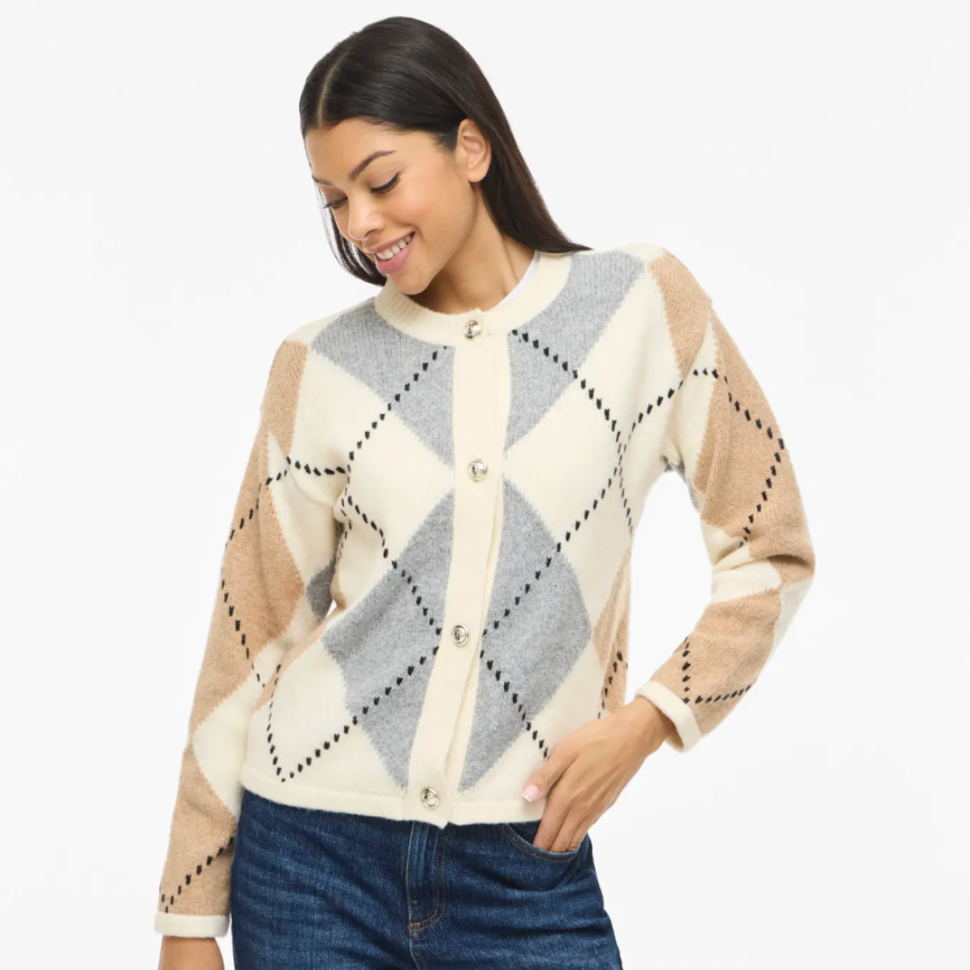 Argyle Knit Cardigan