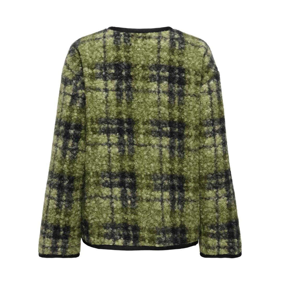 Olive Checked Bouclé Jacket