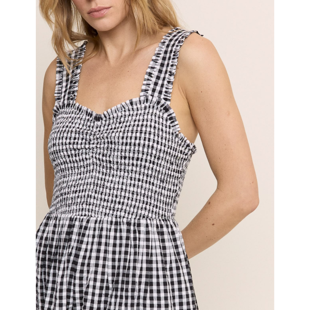 Black Gingham Darla Midi Dress