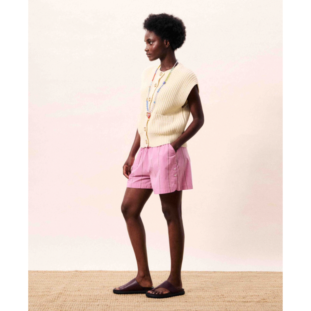 Natalie Cream Sleeveless Cardigan