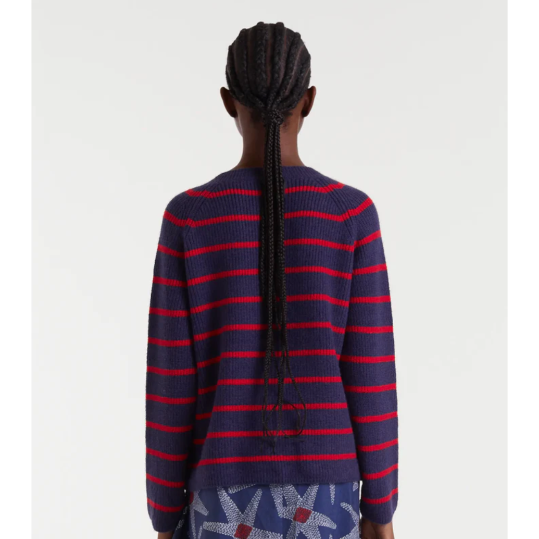 Navy & Red Stripe Toggle Cardigan