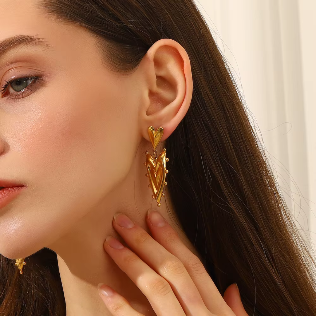Cora Statement Heart Earrings