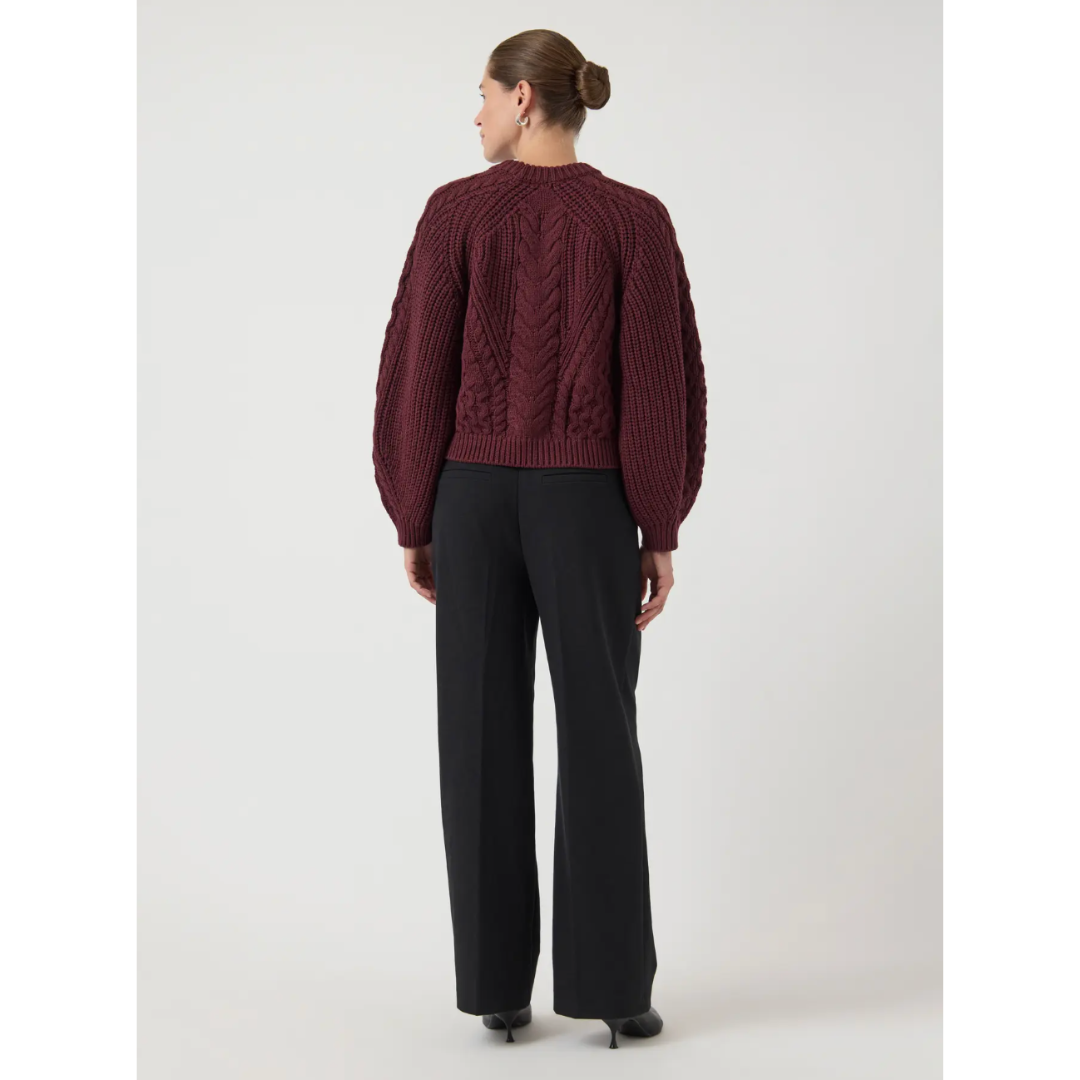Nansa Burgundy Cable Knit Jumper