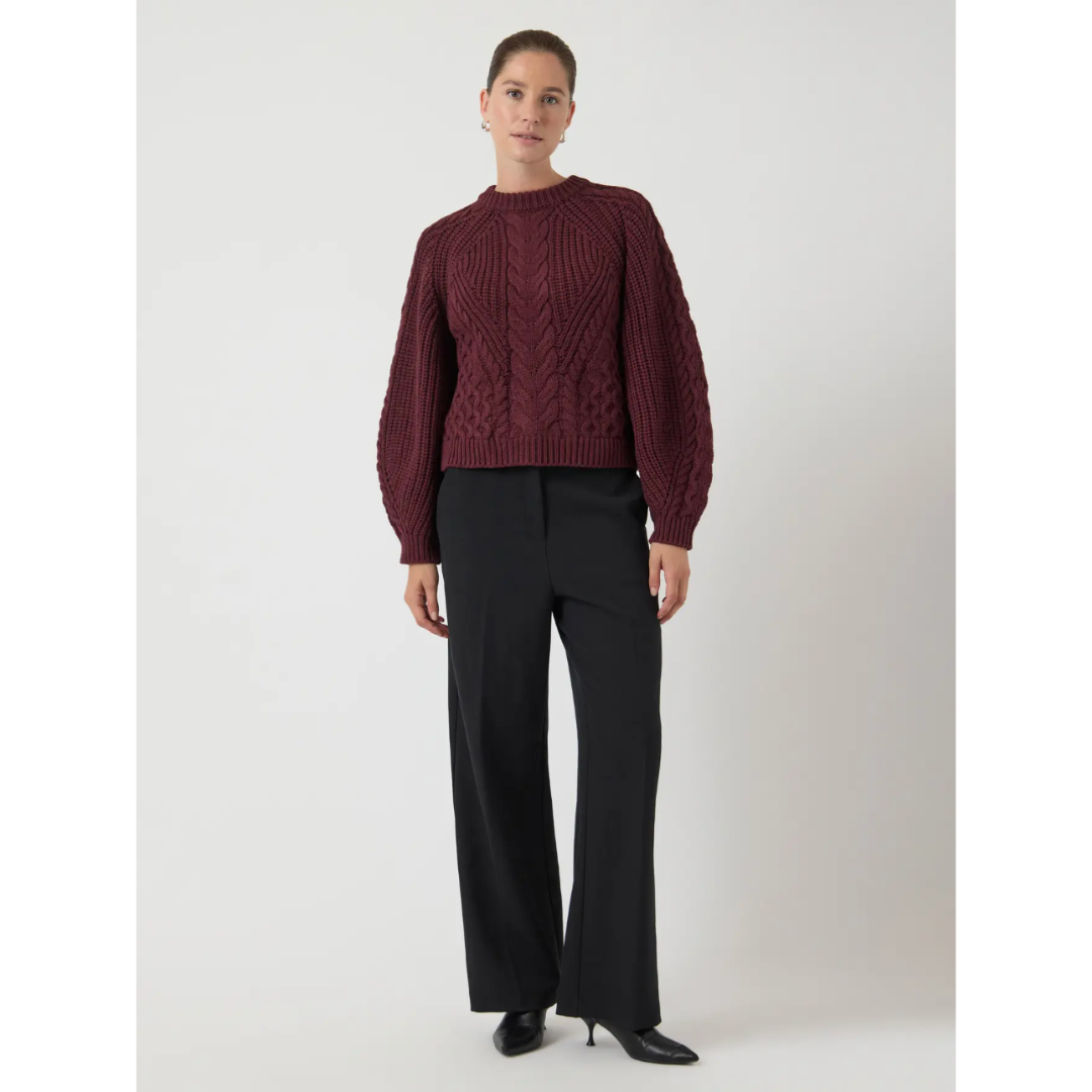 Nansa Burgundy Cable Knit Jumper