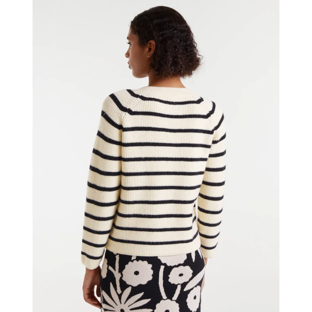 Black & Cream Stripe Toggle Cardigan