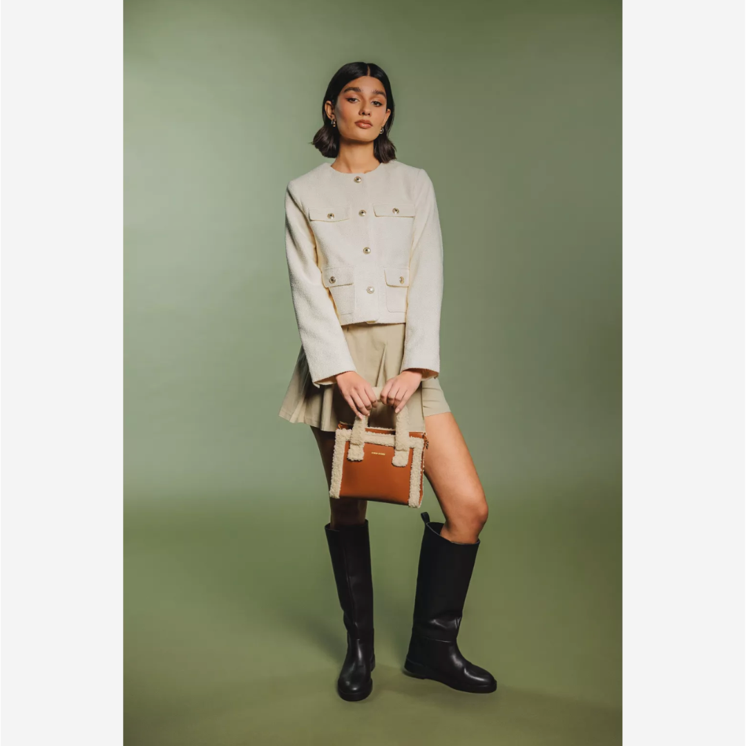 Square Shearling Grab Bag