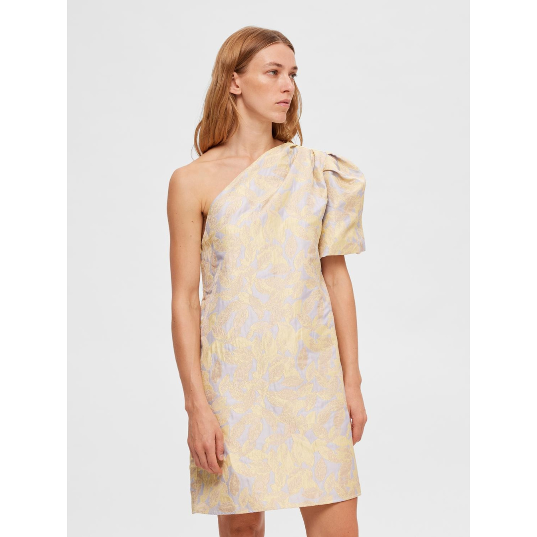 Britt One Shoulder Jacquard Dress