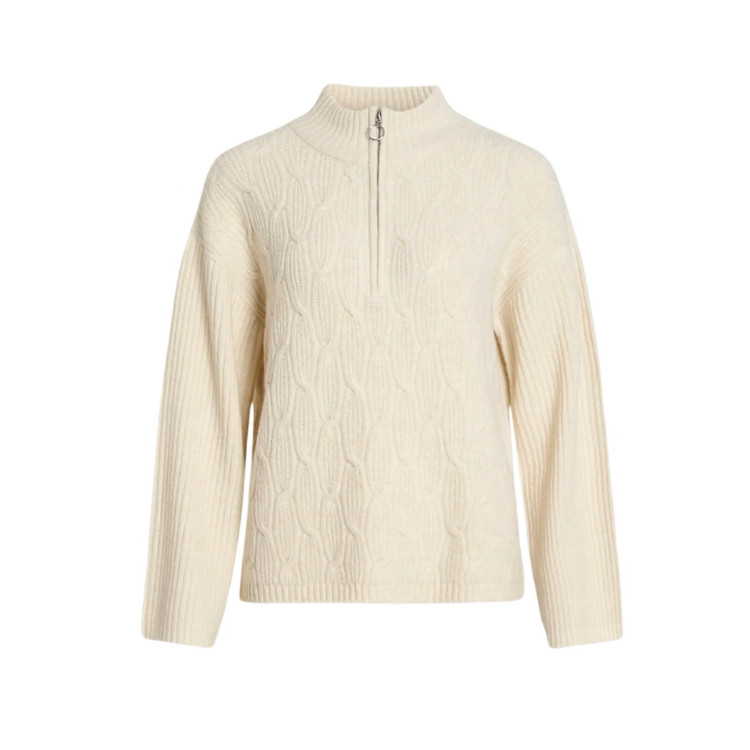 Cream Cable Knit Half Zip Jumper