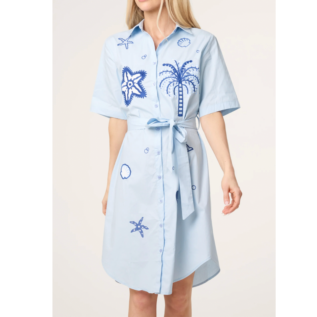 Nova Embroidered Shirt Dress