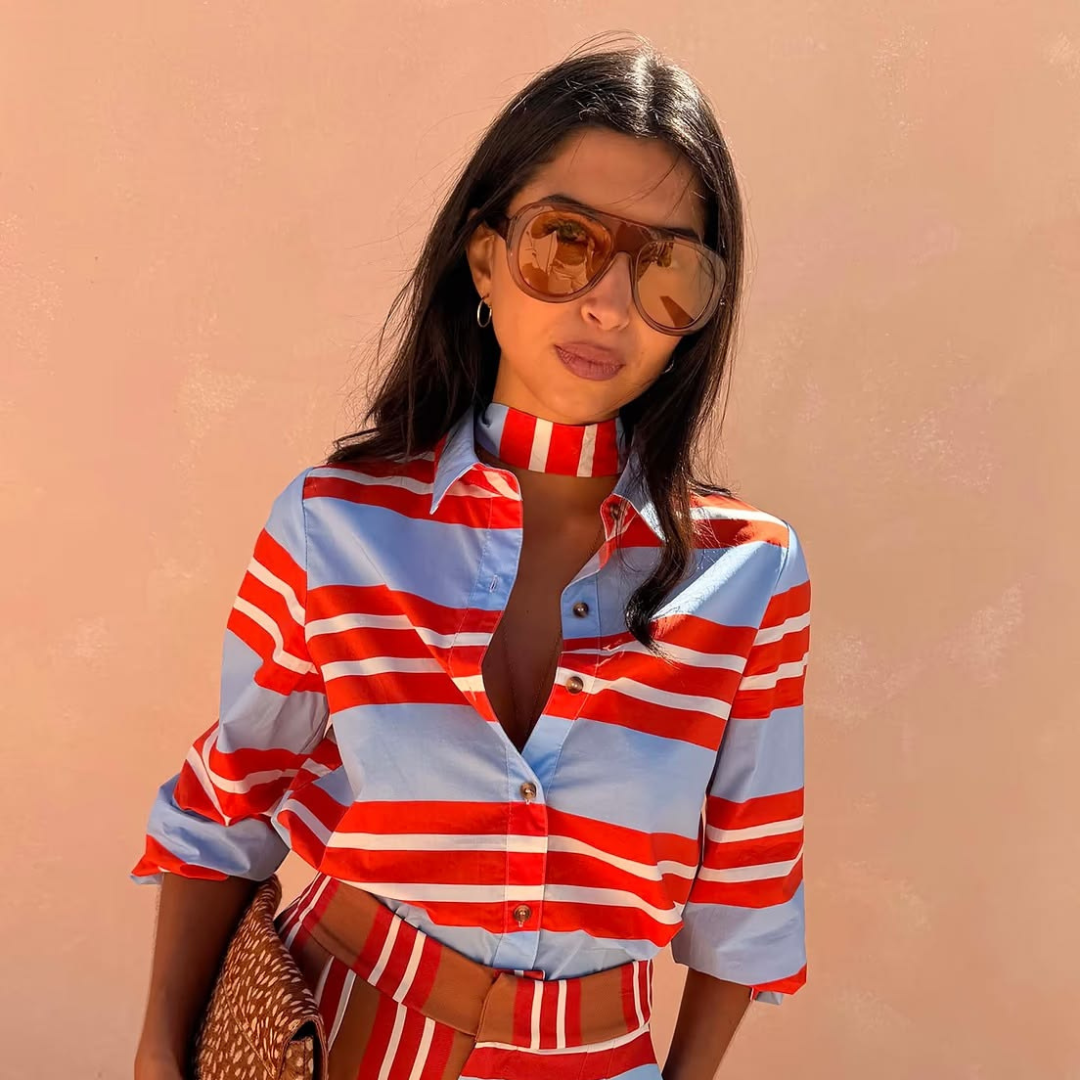 Multi Stripe Tie Shirt