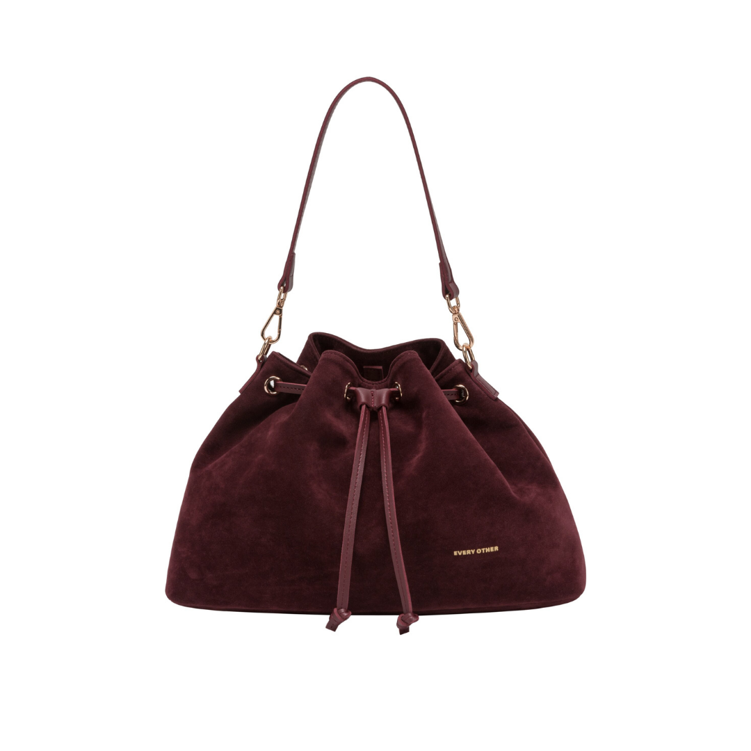 Bordeaux Suede Bucket Bag