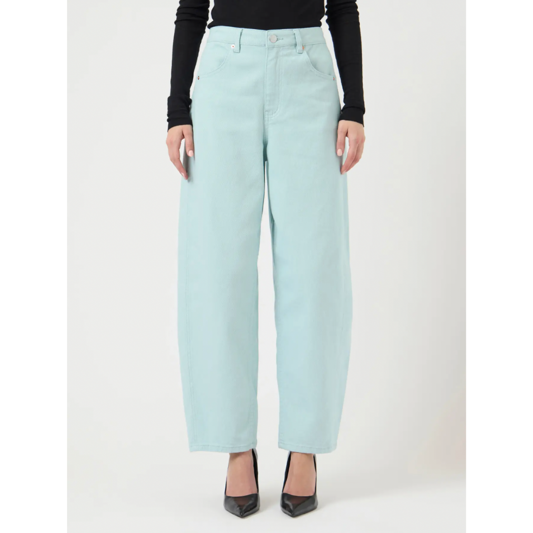 Mint Barrel Leg Denim Jeans