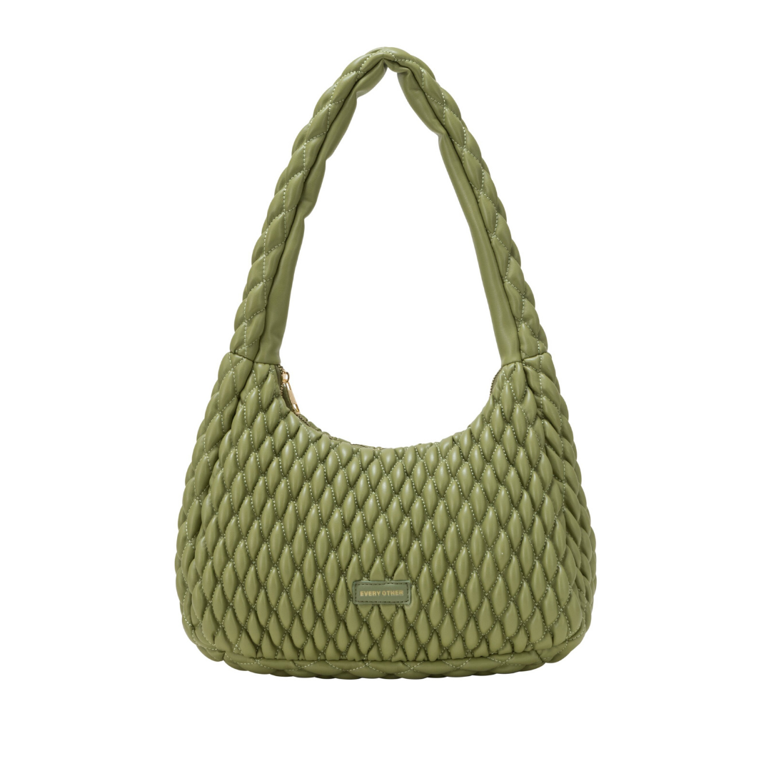 Olive Quilted Shoulder Bag