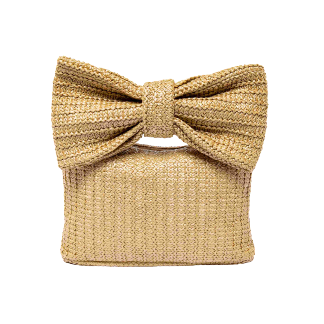 Bow handle raffia bag
