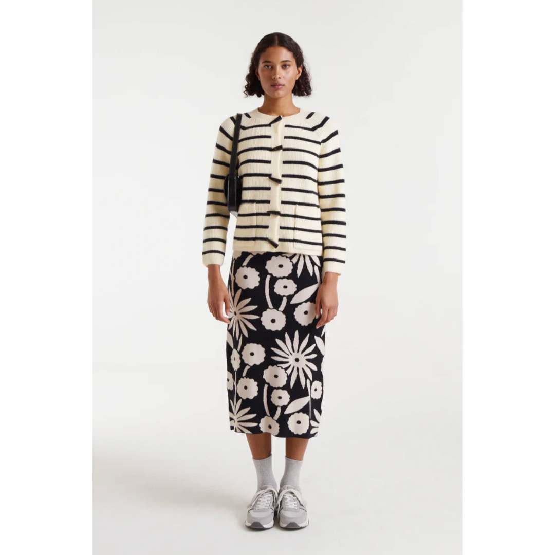 Black & Cream Stripe Toggle Cardigan