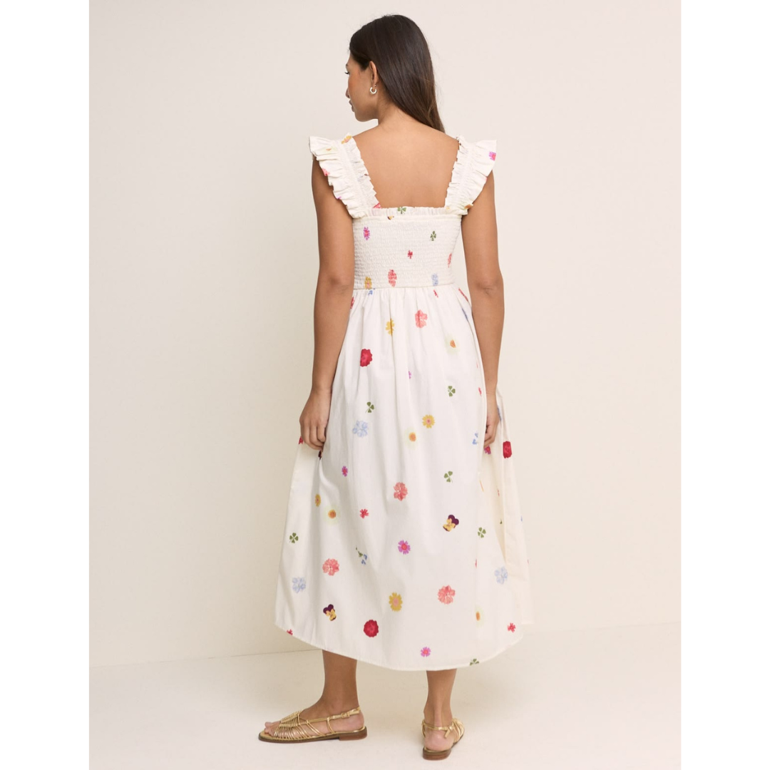 White Floral Christina Midi Dress