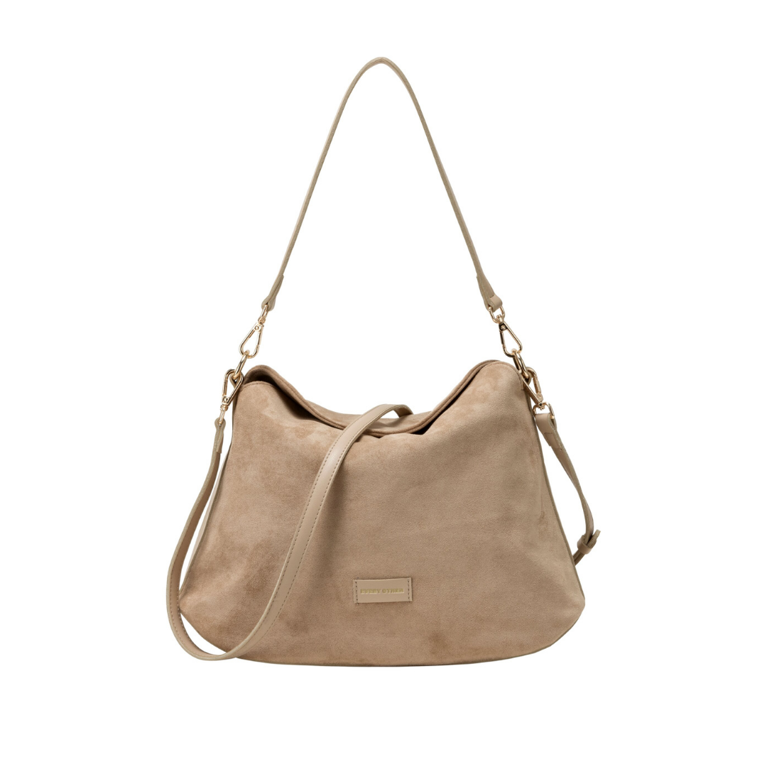 Taupe Suede Shoulder Bag