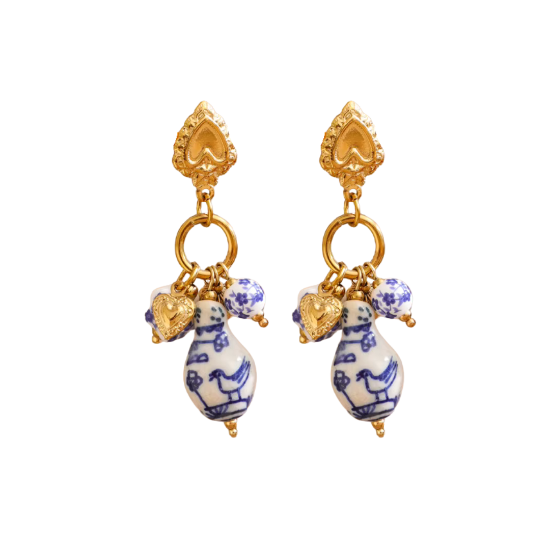 Porcelain Charm Drop Earrings