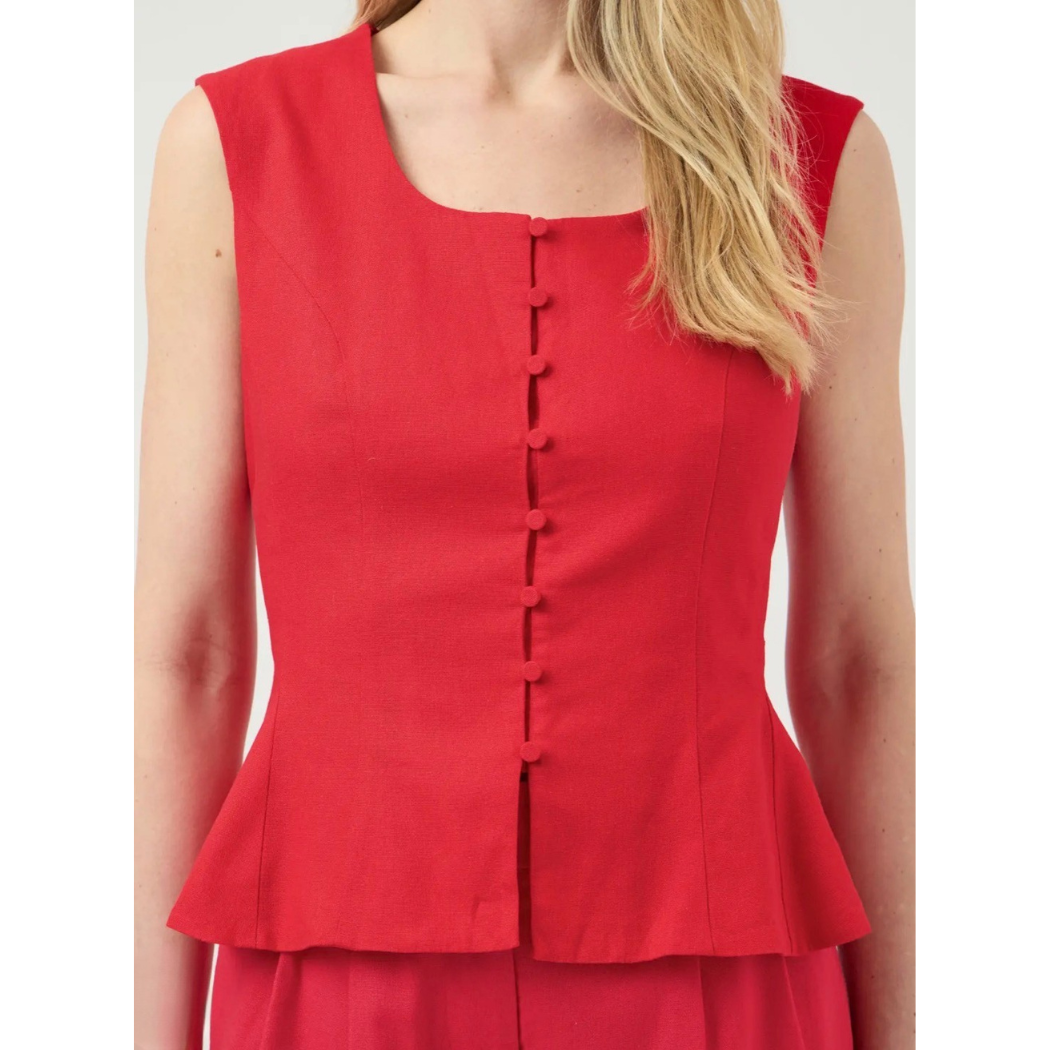 Lirma Red Peplum Top