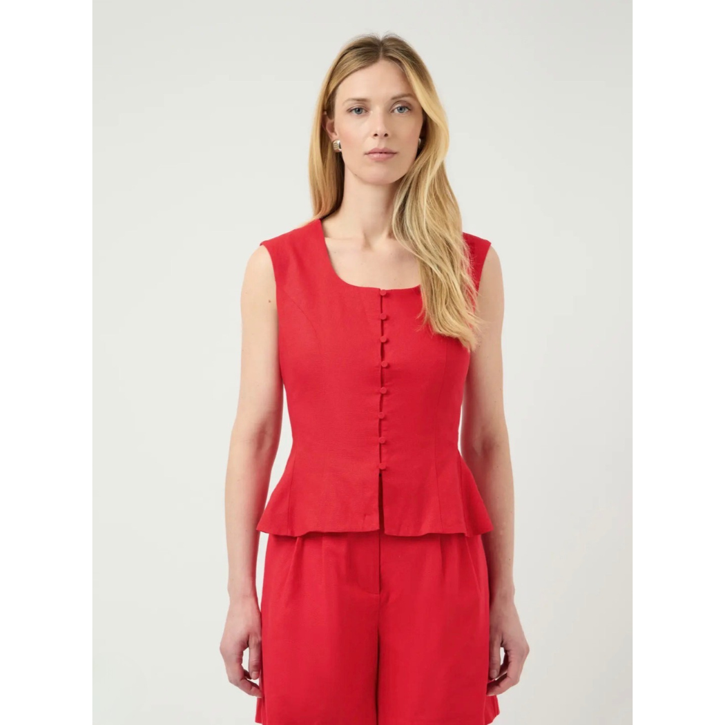 Lirma Red Peplum Top