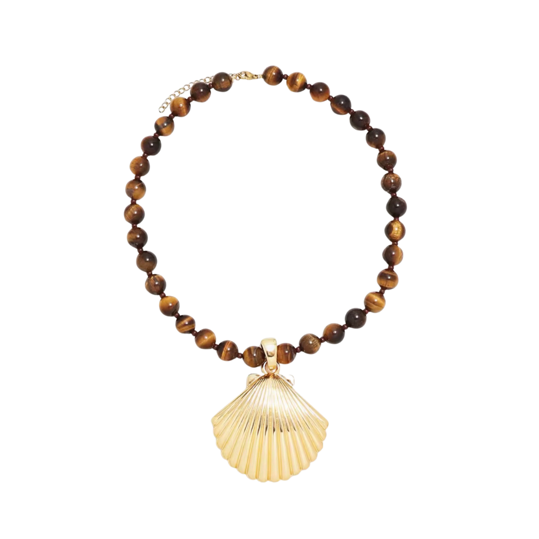 Luca Necklace - brown & gold