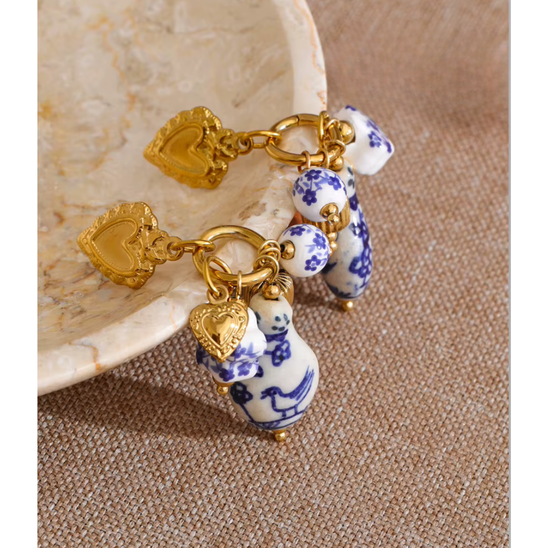 Porcelain Charm Drop Earrings