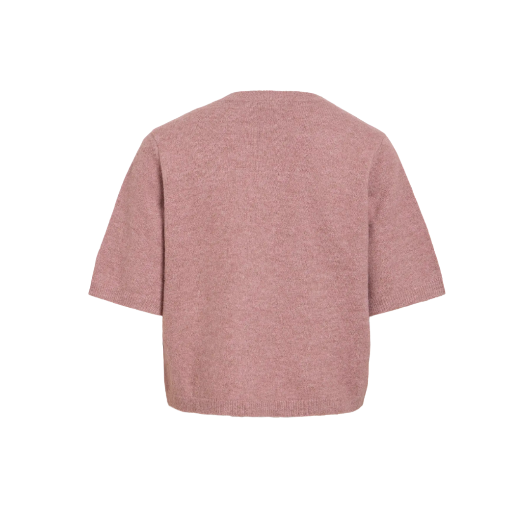 Gia Short Sleeve Cardigan - Dusky Pink