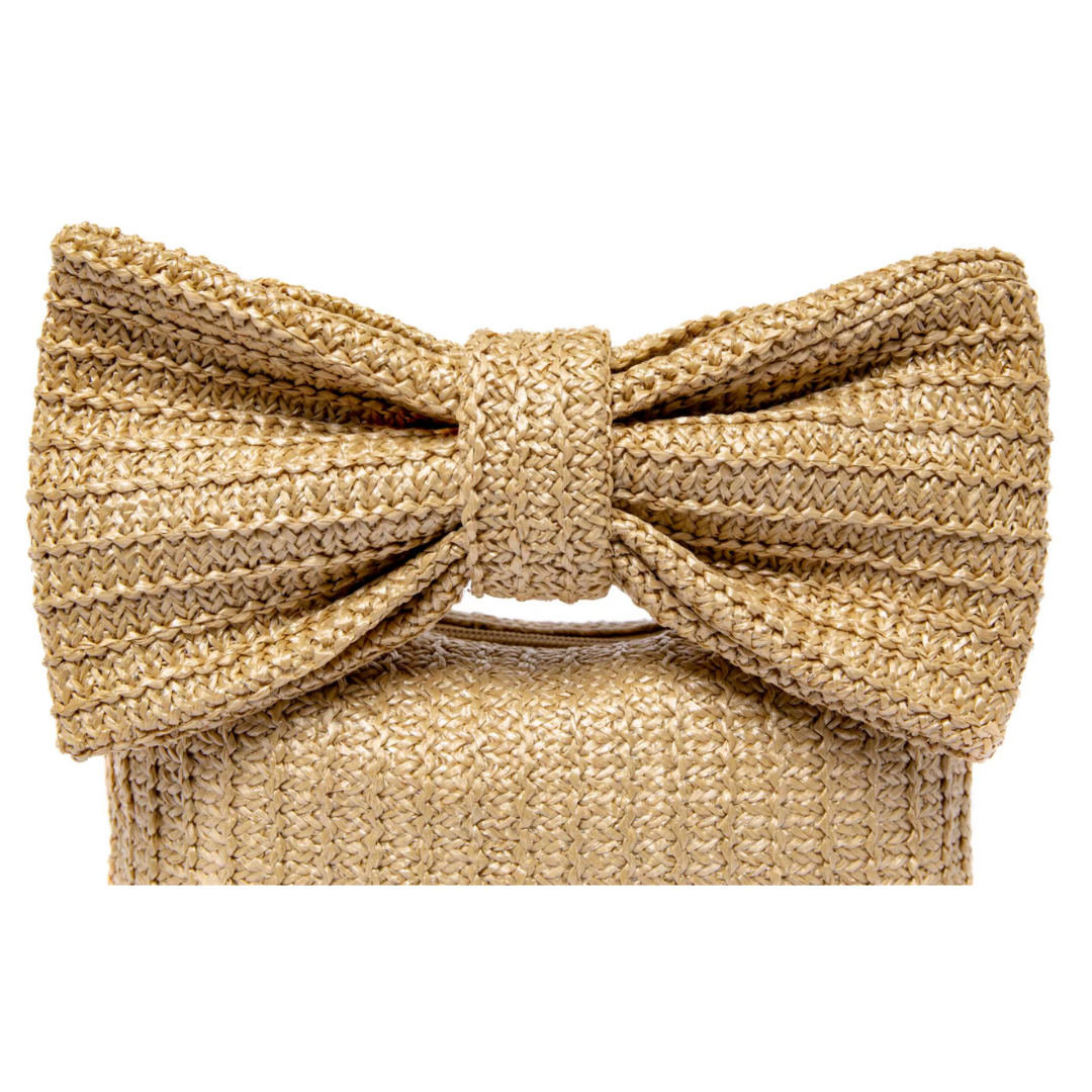 Bow handle raffia bag