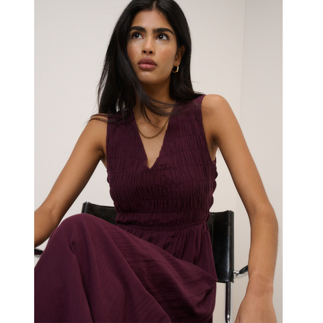 Dark Purple Sleeveless Audrey Midi Dress