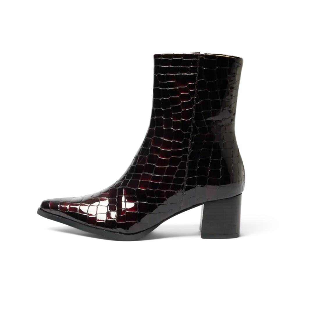 Stine Burgundy Leather Ankle Boots