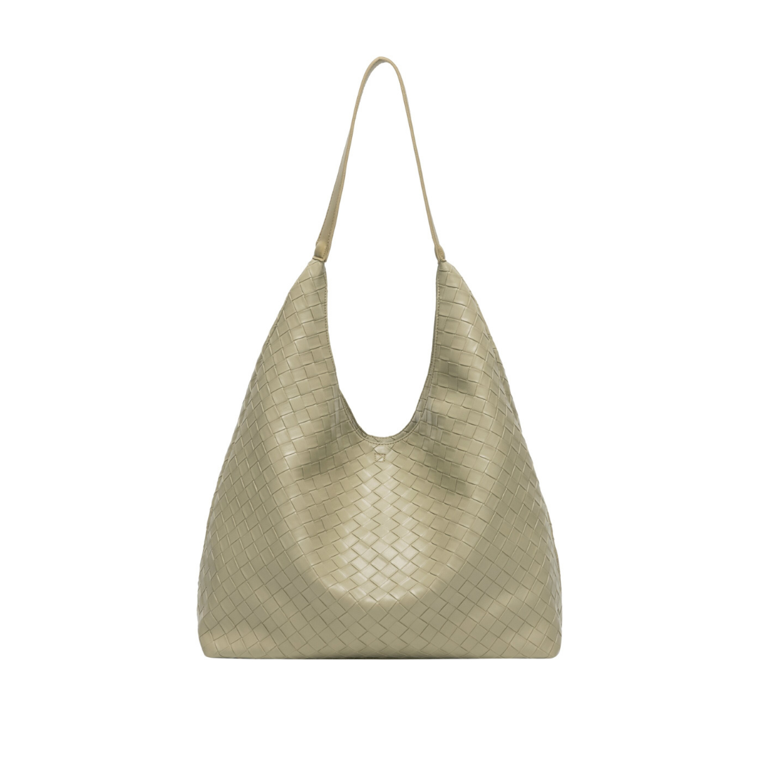 Taupe Woven Shoulder Bag