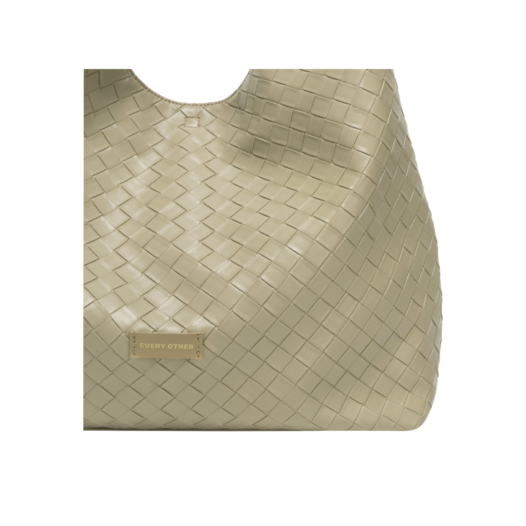 Taupe Woven Shoulder Bag