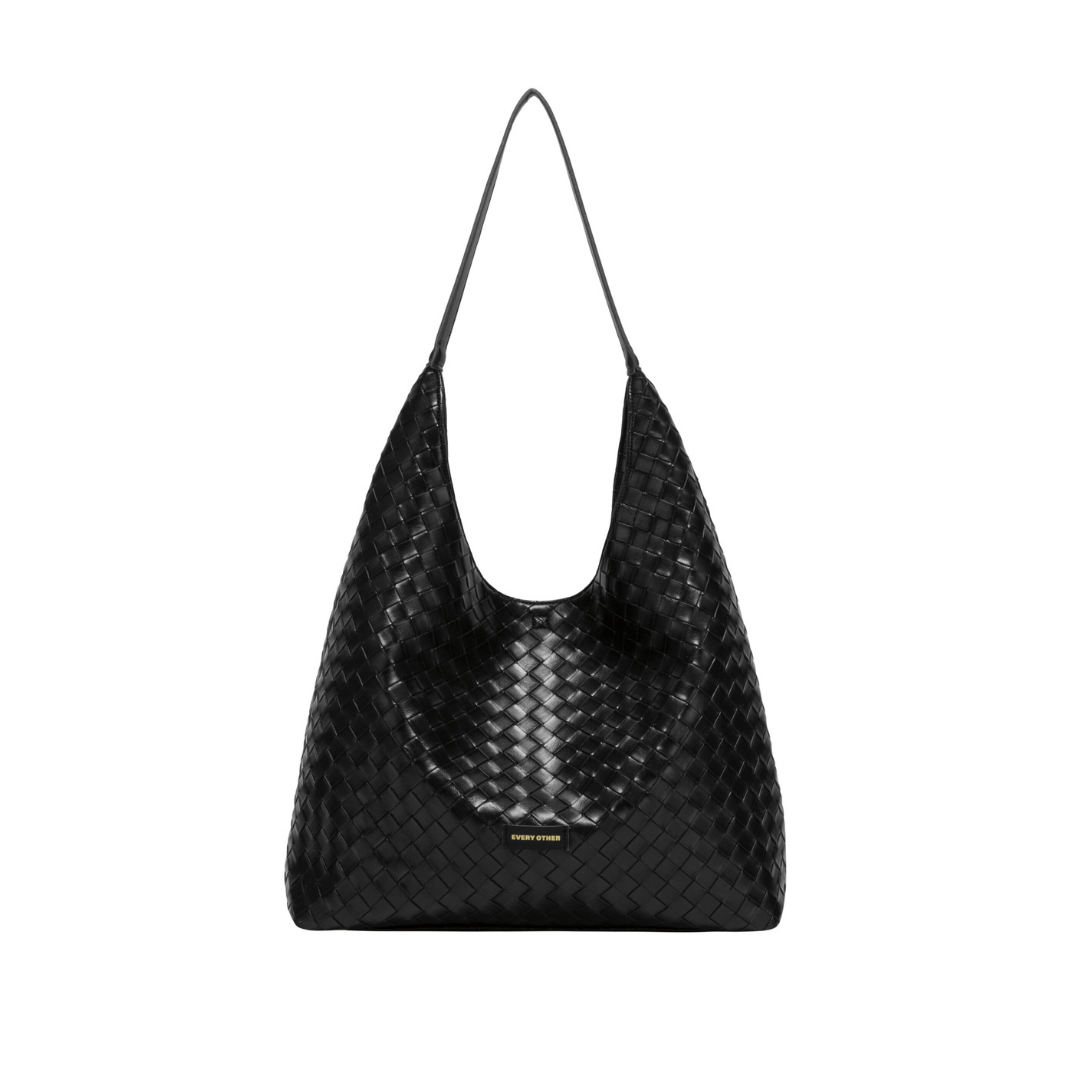 Black Woven Shoulder Bag