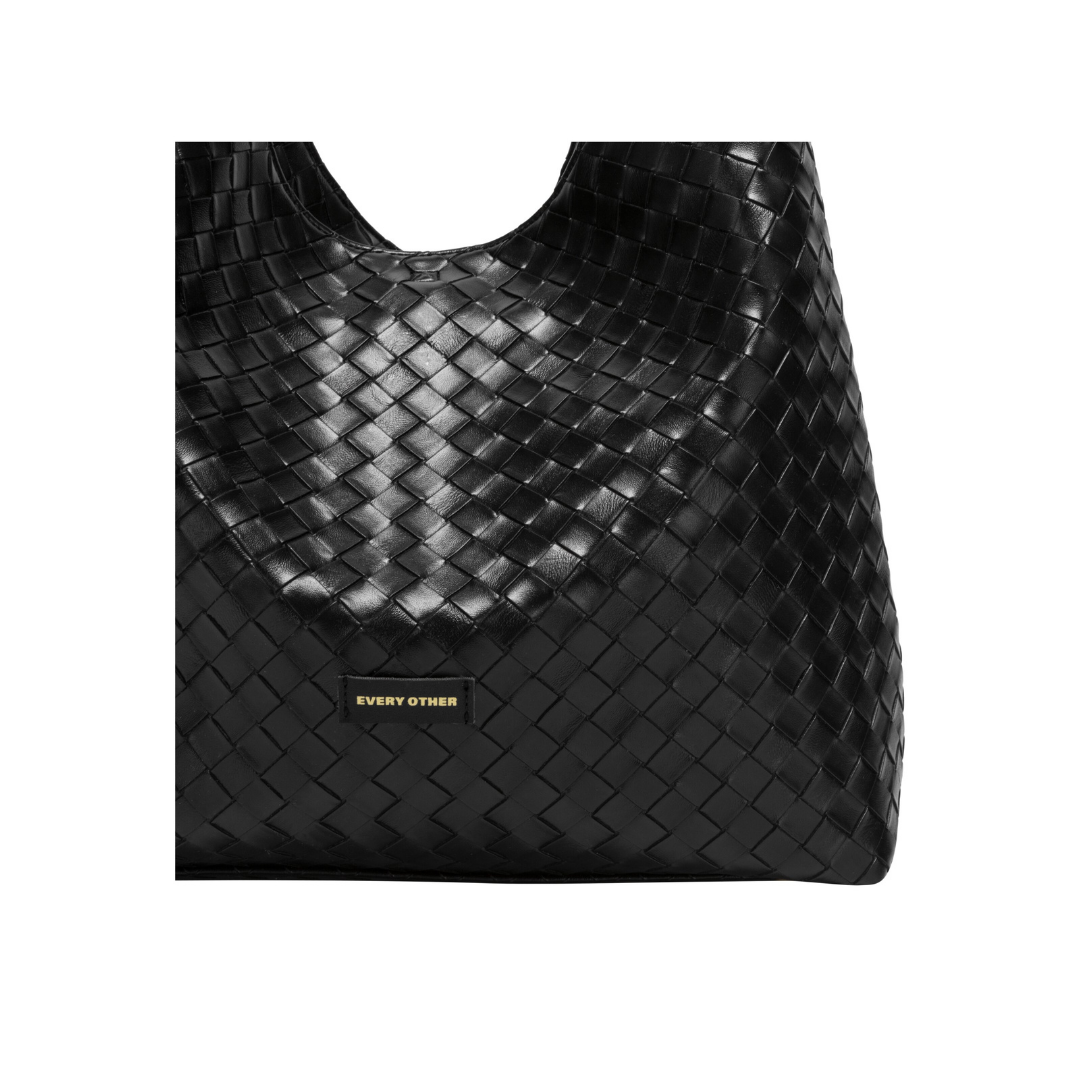 Black Woven Shoulder Bag