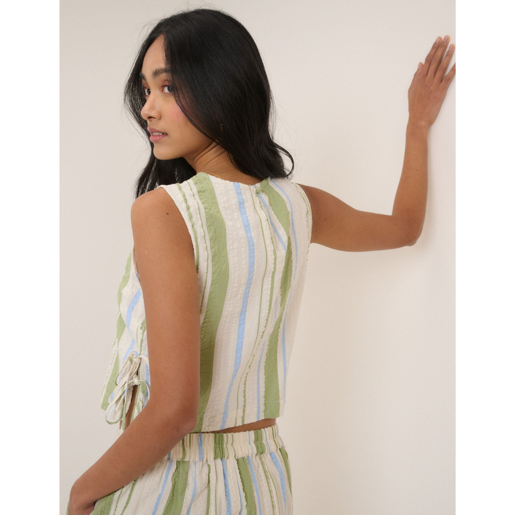 Green And Blue Striped Swing Top