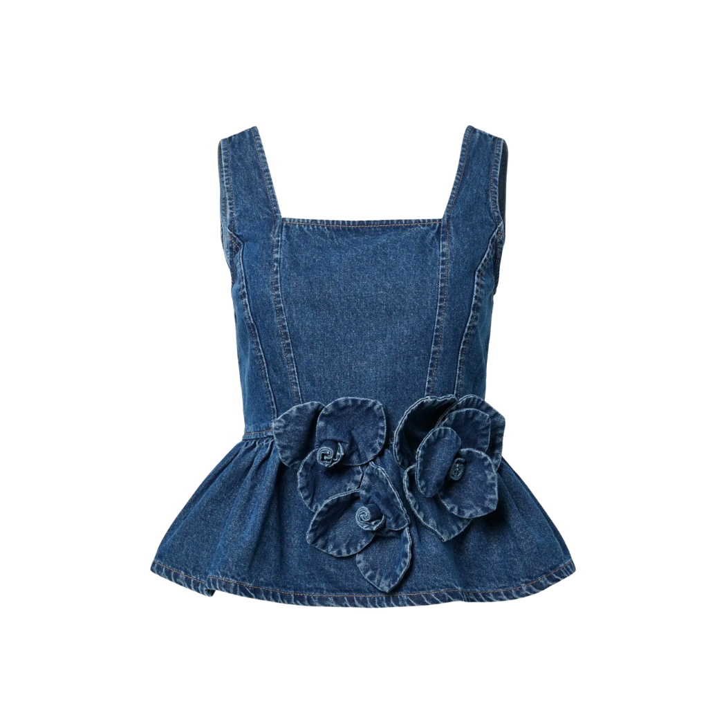 Elsie Denim peplum Top