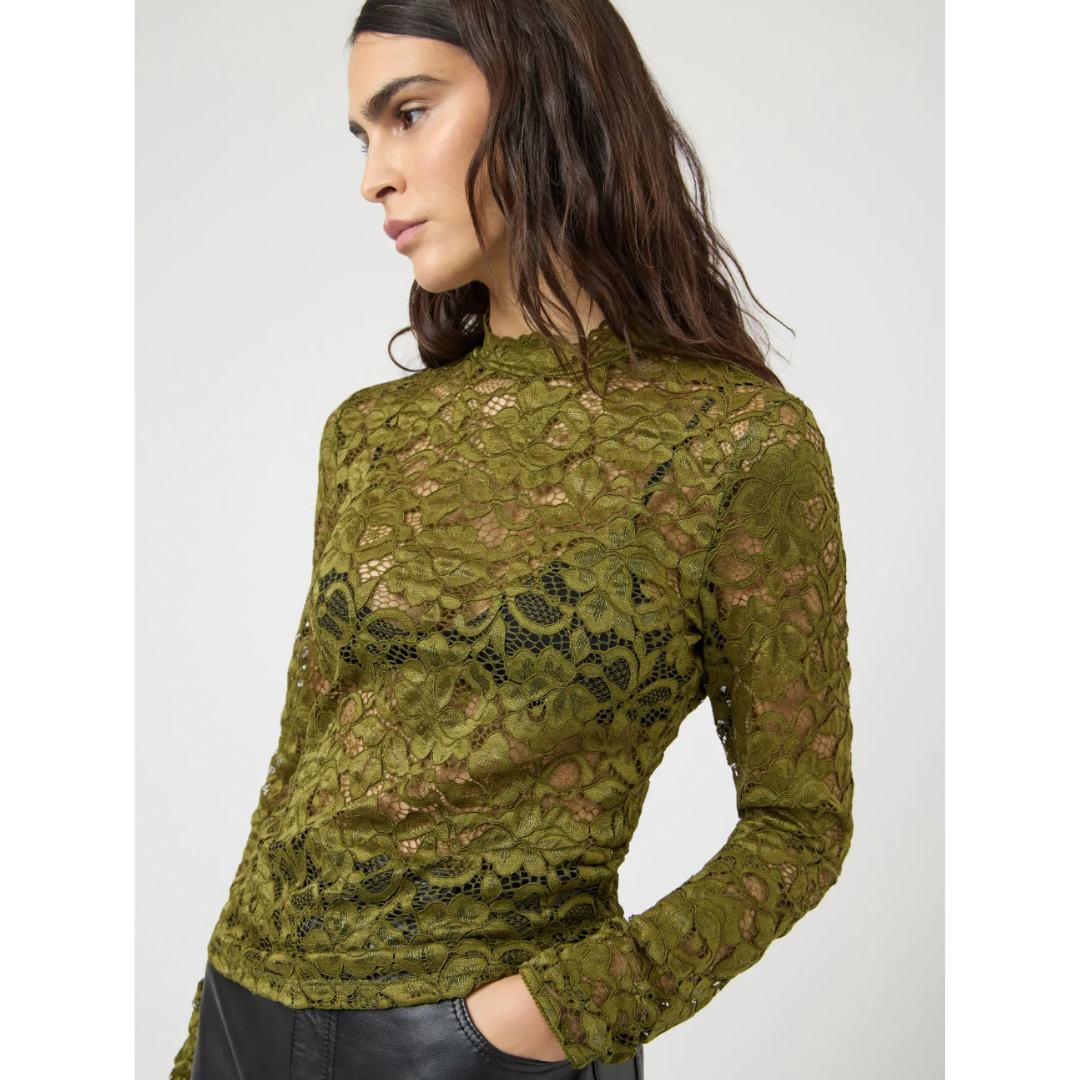 Olive Lace Top