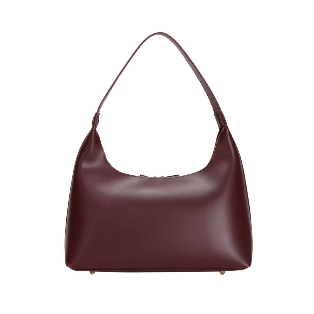 Burgundy Sculpted Shoulder Bag
