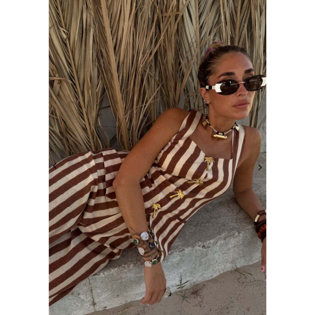 Chocolate Brown Stripe Palm Waistcoat
