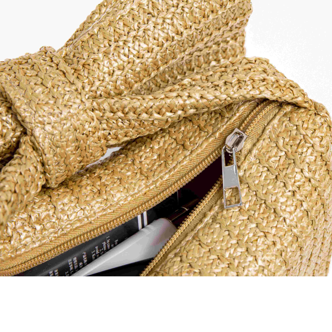 Bow handle raffia bag