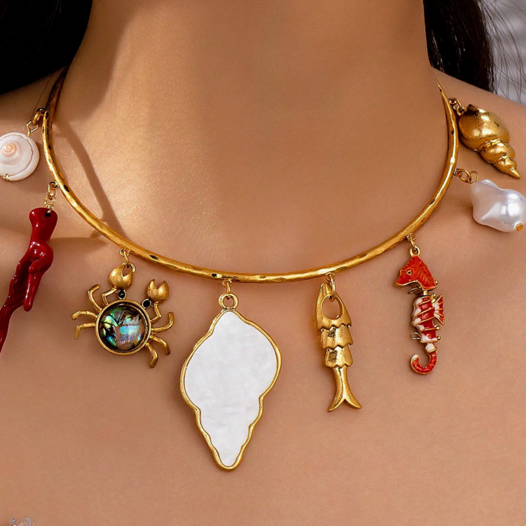 Ocean Charm Statement Necklace