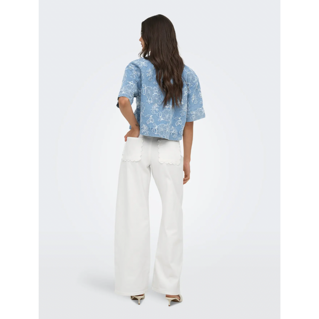 Sassy Scalloped White Jeans