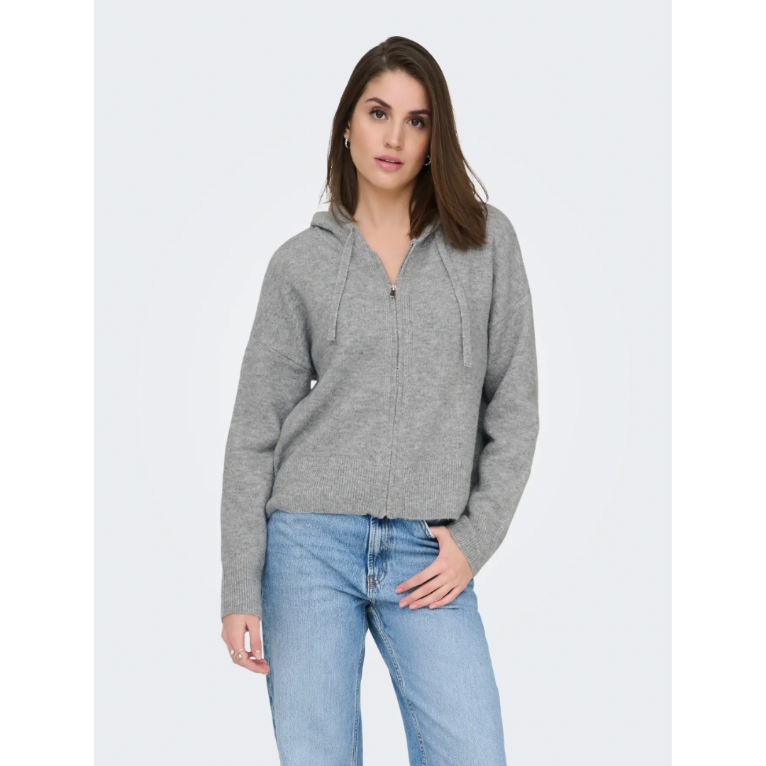 Loro Grey Knit Zip Hoodie