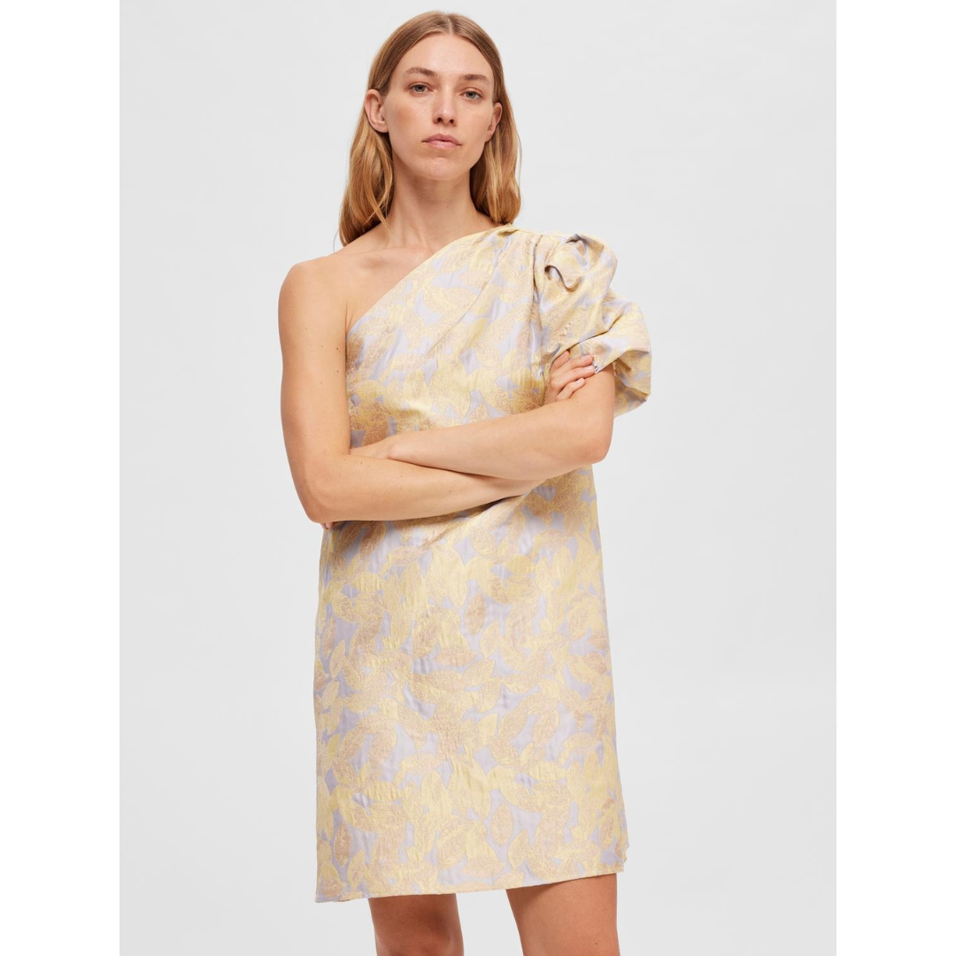 Britt One Shoulder Jacquard Dress