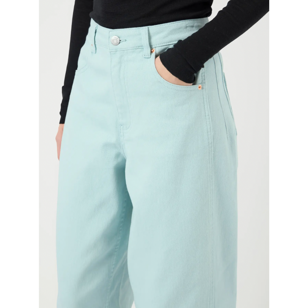 Mint Barrel Leg Denim Jeans