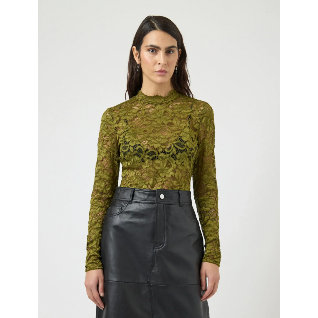 Olive Lace Top