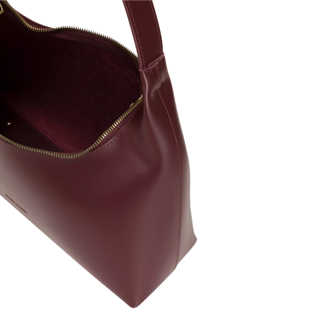 Burgundy Sculpted Shoulder Bag