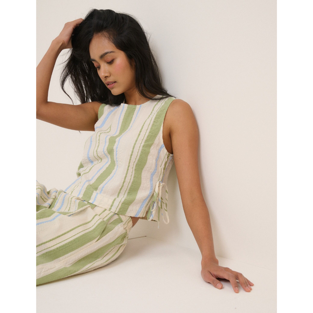 Green And Blue Striped Swing Top