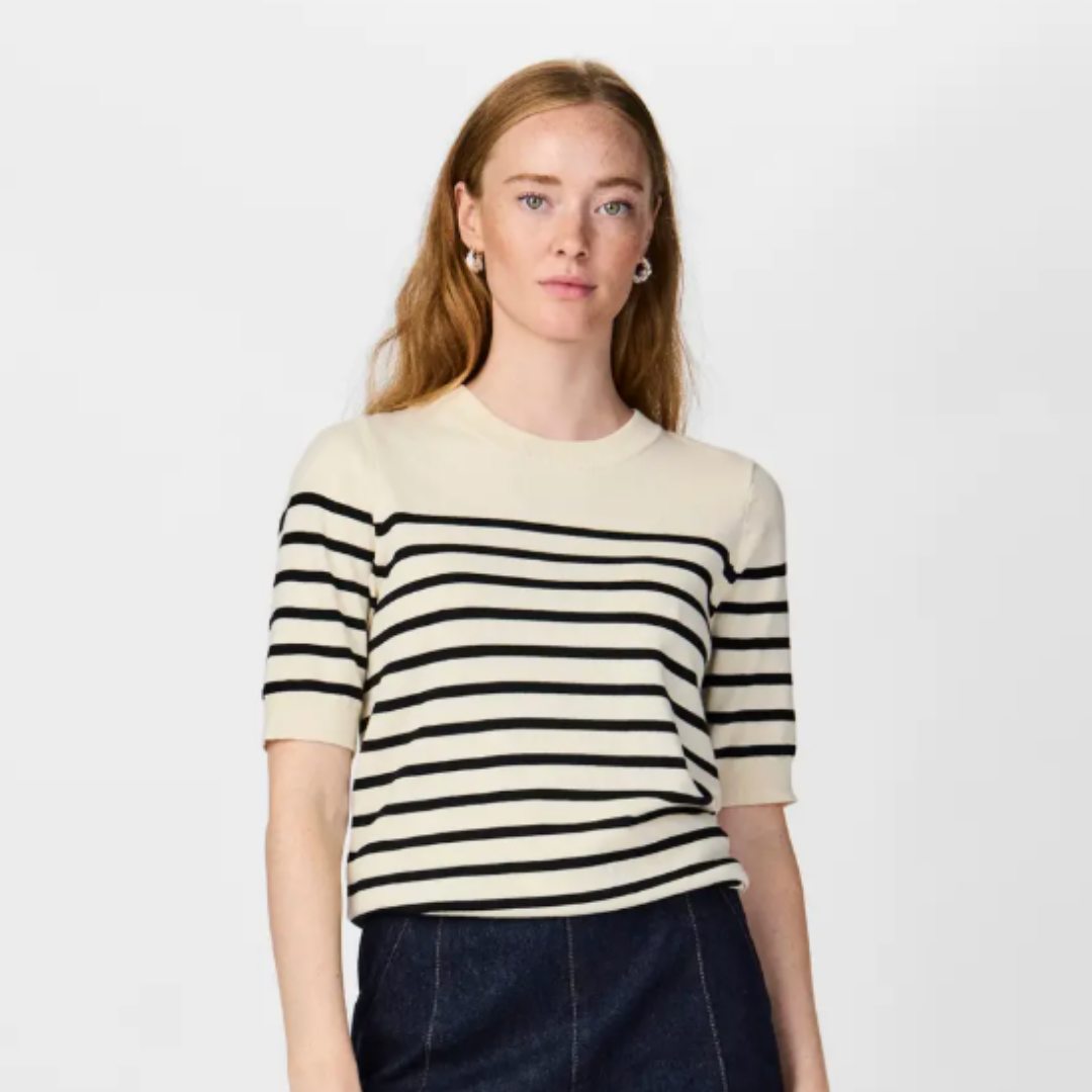 Black & Cream Breton Knit Tee